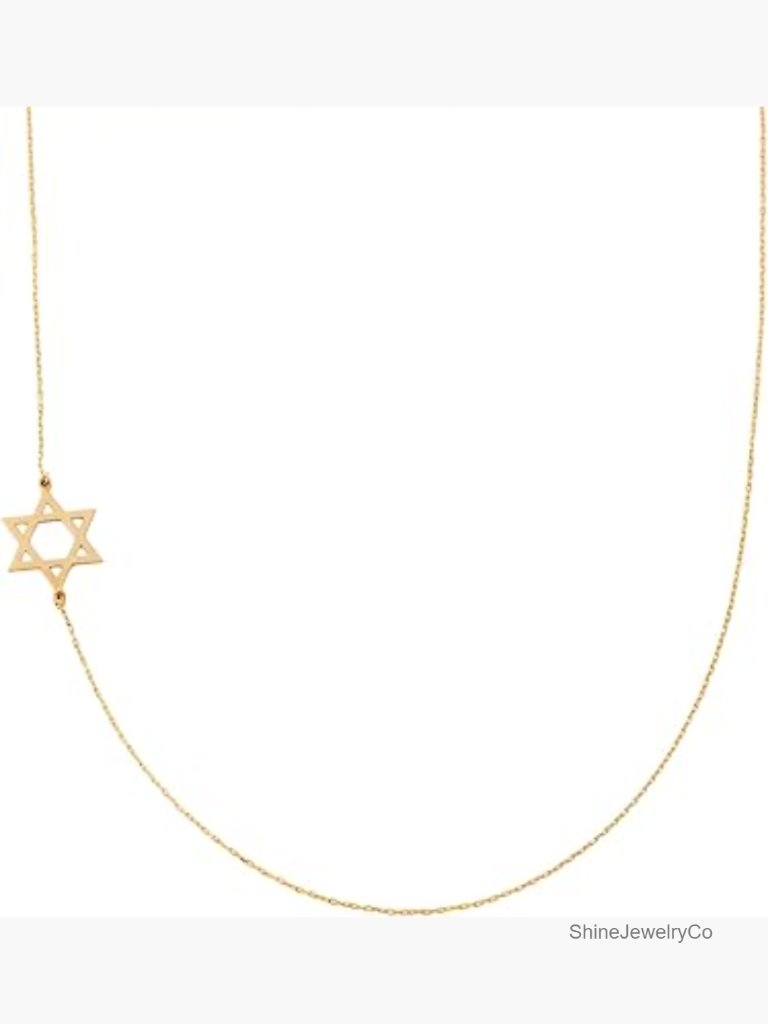 Dainty Solid Gold Star Of David Pendant Necklace For Women